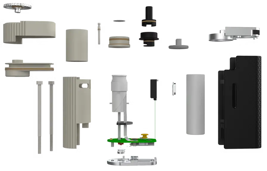Exploded diagram of Frolic showing every internal component